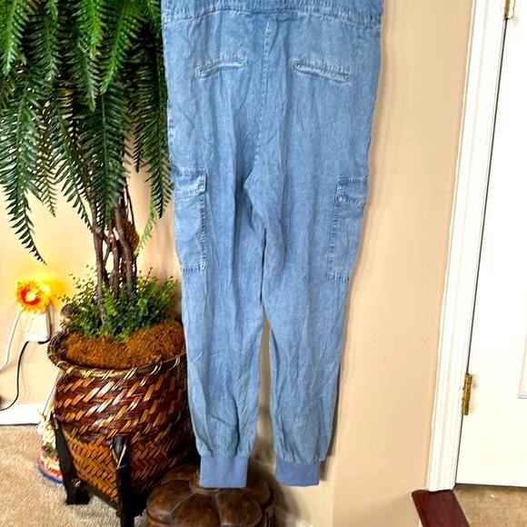 Brand New Smoke & Mirrors Blue Denim Jumpsuit Tencel Tie Cinched Waist Button Up - Picture 10 of 15